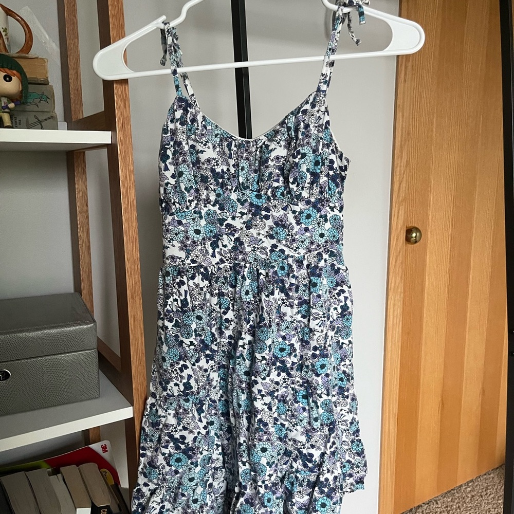 Floral Blue and White Dress
